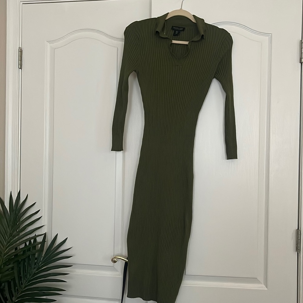 RACHEL ZOE| OLIVE GREEN MIDI DRESS| SIZE: SMALL